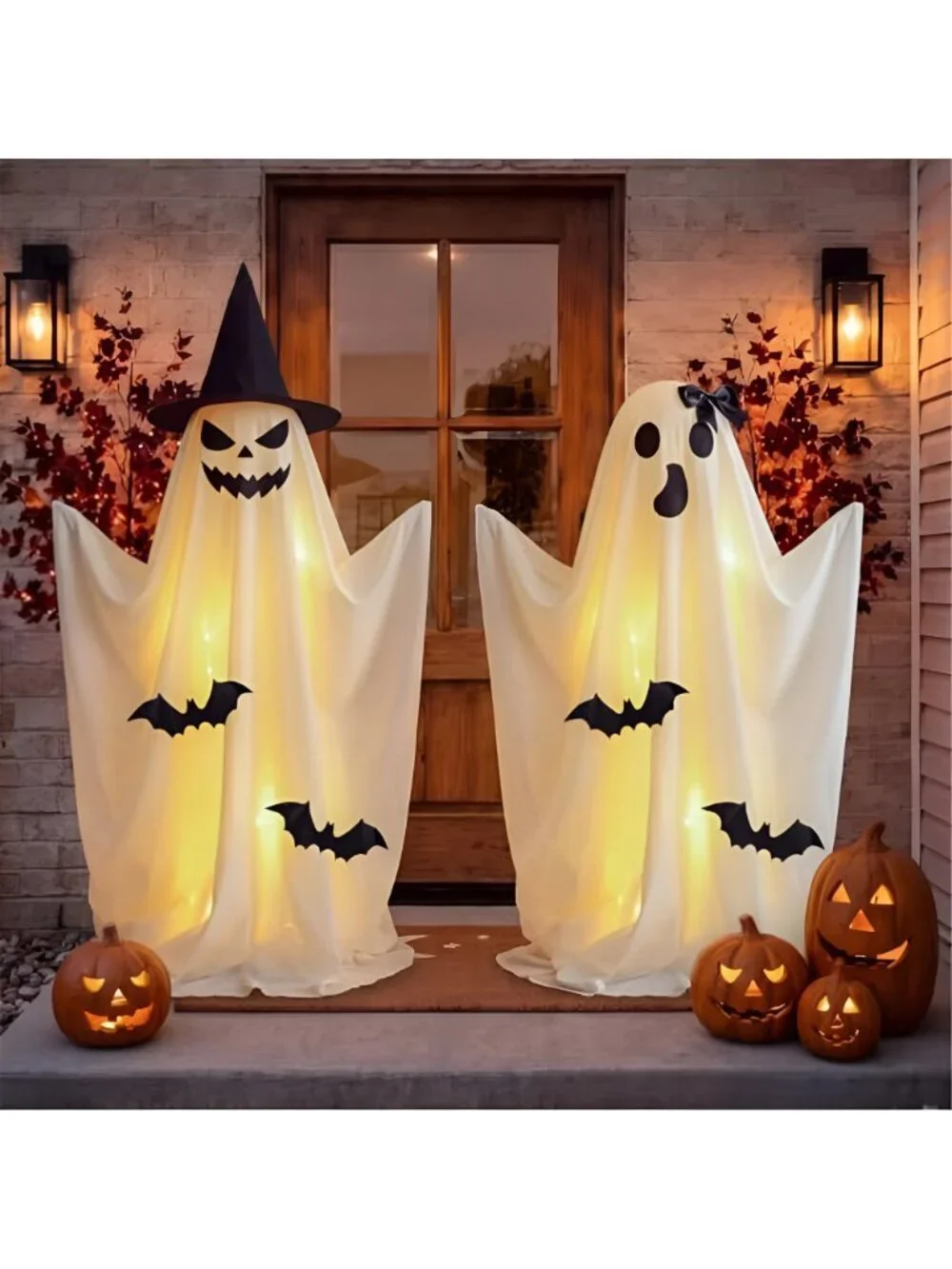 2 Pcs Halloween Light up Ghost Decorations Indoor, Purple